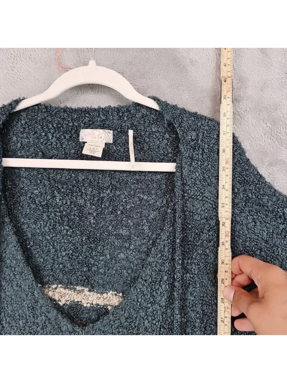 Free People Sweater Cape Womens One Size Blue Stripe Fringe Boho Knit Poncho
